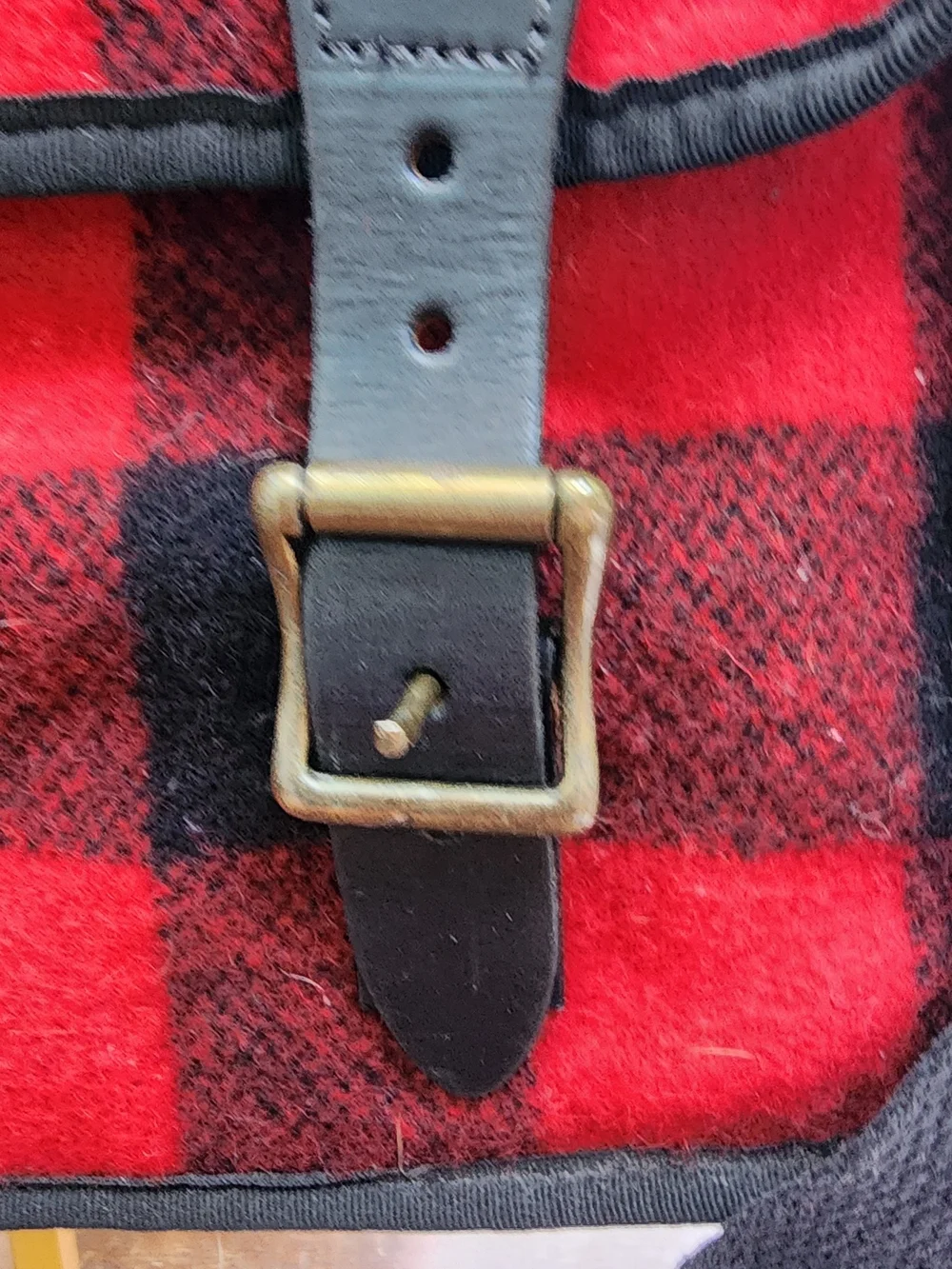Woolrich Vintage Red Black Buffalo Plaid Wool Messenger Bag Satchel Briefcase